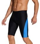 DEVOROPA Men's Swimsuit Swim Jammers Athletic Racing Endurance Training Swimwear UPF 50+ Swimming Lap Shorts Quick Dry Bathing Suit Black/Blue S