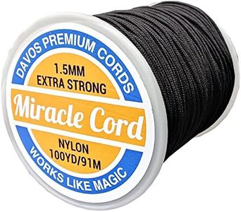 Miracle Cord 1.5mm Nylon Cord Multi-Use Extra Strong Braided String Thread for Wind-Chime Repairs Jewelry Making (Black, 100 yds)