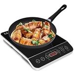 Induction Cooktop, CUSIMAX 1800W Portable Induction Burner with Sensor Touch, Kids Safety Lock, 10 Temperature and 9 Power Setting Countertop Burner with Timer, Suitable for Cast Iron, Stainless Steel