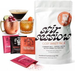 Stir Sessions Cozy Variety Pack - 12 Packets | Cranberry Mule, Espresso Martini, Blood Orange Old Fashioned | Cocktail Mixers for Alcoholic Drinks | Low-Sugar Mocktail Mixers | Made in the USA