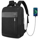 XQXA Anti-Theft Laptop Backpack 15.6 Inch Business Travel Work Computer Oxford Cloth Bag with USB Charging Port Water Resistant Large College High School Bag for Boys Men Black