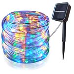 kikasam Solar String Lights Outdoor Rope Lights，39Ft 100 LED Solar Fairy Lights Outdoor Tube Lights Waterproof，Solar Garden Lights Decorative Lights for Home Party Patio Wedding Birthday (Muti-Color)