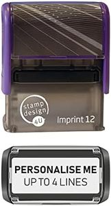 Imprint 12 48 x 18mm - Personalised Custom Made Self-inking Business Address Rubber Stamp - Up to 4 Lines of Text - with Black Ink Pad Included