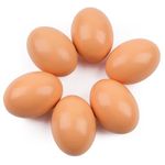 Yunko 6Pcs Wooden Faux Fake Eggs Easter Eggs Get hens to lay eggs Children Play Kitchen Game Food Toy - Log Color