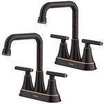 Bathroom Sink Faucet, Hurran 4 inch Oil Rubbed Bronze Bathroom Faucets for Sink 3 Hole with Pop-up Drain and Supply Hoses, 2-Handle Centerset Faucet for Bathroom Sink Vanity RV Farmhouse, 2 Pack