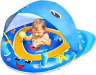 Baby Pool Float with Canopy Baby Float 6-24 Months Baby Swimming Float for Pool Toddler Pool Float with Shade UPF50+ Sun Protection Inflatable Pool Toys with Adjustable Safety Seat For Toddler 1-2