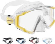 CRESSI Liberty Triside Mask - Panoramic 3 Glass Mask for Diving and Snorkelling, Clear/Yellow Silver, One Size, Unisex Adult