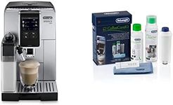 De'Longhi Dinamica Plus Perfetto ECAM370.85.SB, Coffee Bean Machine, Espresso Coffee Maker with LatteCrema System for Automatic Cappuccino, Dedicated App, Touch Display, Silver/Black & Coffee Care Kit