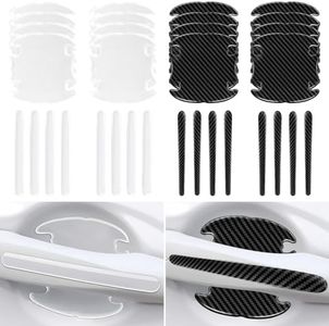 zmoso 16PCS Car Door Handle Scratch Protector Set- 8PCS Clear Transparent & 8PCS Carbon Fiber Sticker Guard Cover Avoiding Scratches, Auto Accessories for SUV,Cars