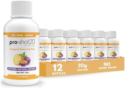 Pro-Shot20 Protein Shot Pineapple & Passion Fruit Flavor, 60 mL, 12-Pack- 20g Whey Protein & Hydrolyzed Collagen Drink- Low Calorie, Low Carb, Gluten Free, No Aspartame, Ready to Drink