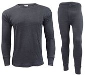 Gaffer Mens Thermal Top Bottom Long Johns T Shirt Trousers Warm Inner Under Wear Baselayer Long Sleeve Thermals Set Winter Ski Wear Charcoal - Full Set XXL