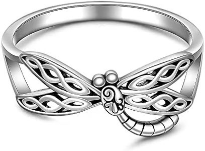Dragonfly Ring 925 Sterling Silver Thumb Dragonfly Gifts for Women Making Celtic Knot Rings for Women Girls Mom Friends Sisiter Womens Size 6 7 8 9 10, Sterling Silver, Cubic Zirconia