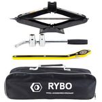 RYBO Car Jack Kit. Includes Wheel Brace & Scissor Jack. Portable Ideal for Roadside Emergencies, Keep in Car (1.5 Ton)