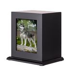 Cuodia: pet Cremation urns，Pet Photo Urn, pet Urns, Box for Dog Ashes, Pet Ashes Photo Box,Ash Box for Dogs, Wood Keepsake Memorial Urns(Black Large)