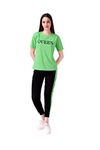 DTR FASHION® Lycra Blended Queen Letter Printed Tracksuit Co-ord Sets for Women_Green_TS_Queen_Green_L