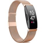 Faliogo Compatible with Fitbit Inspire Strap/Fitbit Inspire HR Strap/Fitbit Inspire 2 Strap, Stainless Steel Metal Mesh Replacement Wristband Compatible with Fitbit Ace 2,Women Men Small, Royalgold