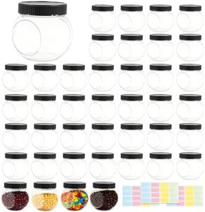 UCEHIPAW 40 Pcs Plastic Candy Jars with Lids 8.5 oz Kitchen Wide Mouth Storage Containers Clear Snacks Jars Bulk for Coffee Cookie Buffet Party