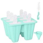 Ice Cream Mould Set, Ice Lolly Moulds with Sticks, Ice Pop Moulds, 6 Pieces Reusable Silicone Popsicles Molds for Adult Kids (Green)