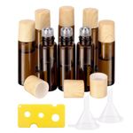 8 Pcs Amber Glass Roller Vials Mini Bottles 5 ml (1/6 oz) Essential Oil Eye Roller Bottles Empty Glass Roll-on Bottles for Essential Oil Perfumes Lip Balms and Travel