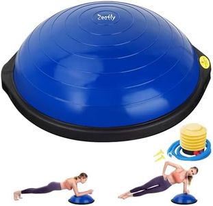 Zeatly 25in Half Balance Ball, 1500lb Inflatable Wobble Board Trainer, Non-slip Base Yoga Ball for Strength Training, Includes 2 Bands and Pump, Enhance Your Balance Training and Yoga Practice (Blue)