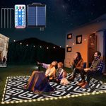 Outdoor Rug 5x8Ft, Solar Powered Outdoor Camping Rug with 80LEDs Strip Lights, Waterproof Plastic Reversible Outdoor Straw Rug Rug Mat for RV Camping Patio Beach Balcony House Deck Picnic