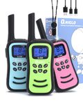 QNIGLO Walkie Talkies for Kids, 3PCS Rechargeable Walkie Talkie Toys Gifts for 3-12 Years Old Boys, 8 Channels 2 Way Radio with VOX Function & LED Flashlight for Outdoor Adventures, Camping, Hiking