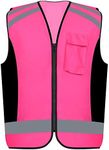 Safety Vest Reflective stripes Women outdoor utility Safety Hi-vis knitted Vest Bright Construction Vest for girl and women.PINK Meets ANSI/ISEA Standards (5XL)