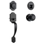 VEVOR Front Door Handle and Deadbolt Set, Matte Black Front Door Lock Set with Interior Knob, Adjustable Hole Spacing Single Cylinder Handleset, for Right and Left Handed Entrance and Front Door