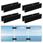 Gyykzz Railing Glass to Glass Clamp, 4 Pack Black Stainless Steel 304 Bracket for Glass, Double Sided Railing Glass Clip Holder with Rubber Gaskets for Coastal Outdoor Balustrade (180 Degree)