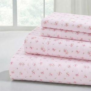 Modern Threads - Soft Microfiber Rose Printed Sheets - Luxurious Microfiber Bed Sheets - Includes Flat Sheet, Fitted Sheet with Deep Pockets, & Pillowcases