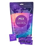 VIBRATISSIMO Condoms Mix 100-Pack I Feel-Real & Extra Lubricated I Condoms for Men I Condom Bag Thin Wall Thickness & Aromatized I Condoms Ultra-Thin Nubbed & Ribbed