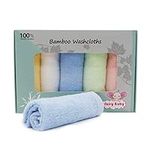 Baby Washcloths 100% Organic Bamboo Bath Washcloth Reusable Face Towels Anti-Bacterial Soft Towel Set Perfect for Newborn(5 Pack)