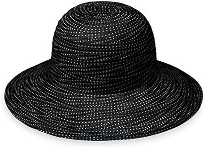 Wallaroo Hat Company Women's Petite Scrunchie Sun Hat - UPF 50+ - Crushable, Made for Small Heads, Black/White Dots