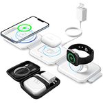 Wireless Charger 3 in 1 with Adapter and Travel Case,Fast Wireless Charging Station,Wireless Charging Pad Compatible with iPhone 14/13/12/11 Series,AirPods 3/2/Pro 2/Pro,iWatch Ultra/8/7/6/5/4/3/2/SE