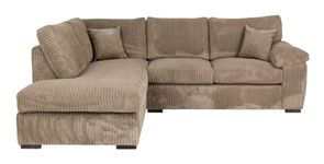 Sofa Selection Jumbo Cord Elegant L Shape 4-Seater Left-Facing Corner Sofa Set, Your Comfort Haven in the Living Room, Our Stunning Jumbo Cord Sofa Collection (Left Hand Facing, Beige)