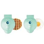 DASH Mini Maker Waffle Maker + Griddle, 2-Pack Griddle + Waffle Iron - Aqua