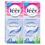 Veet Silk and Fresh Hair Removal Cream for Sensitive Skin - 50 g (Pack of 2)