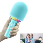 MULZI Wireless Portable Karaoke Mic with Speaker Bluetooth, Rechargeable Kids Singing Microphone, Blue Cordless Mike, RGB Color Light, Type C, 4 Different Noise Options