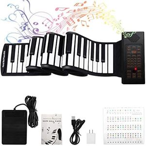 88 Keys Roll Up Piano with Pedal Upgraded Numeric Portable Piano Sticker Keyboard for Kids Beginner