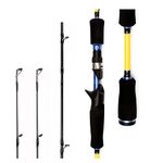 fairiland Erie Casting Rod 30T Carbon Fishing Rod with Free Extra Tip Two Pieces Fishing Pole Baitcaster Rod Fashionable Camouflage Blue Baitcasting Rod(1.83m/6' Casting Rod)