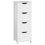 Yaheetech Bathroom Floor Cabinet, Wooden Side Storage Organizer Free Standing Cabinet with 4 Drawers, White