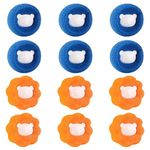 Kedejin 12 Pcs Pet Hair Remover for Laundry,Reusable Dryer Balls for Washing Machine Hair Remover for Removing Pet Hair Lint Hair,Orange,blue