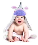 Unicorn Baby Towel with Hood for Newborn and Toddle Made from Soft Bamboo and Cotton, Anti-Bacterial, Hypoallergenic, Highly Absorbent, Essentials for Newborn, Perfect (White)