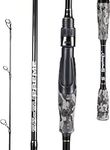 Sougayilang Fishing Rod - Medium 2Pc Graphite Composite Blank Spinning & Casting Rod, Camouflage EVA Grip, Smooth Transition Fishing Pole- Black-Spinning - 5'10"