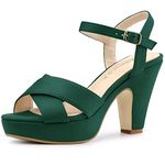 Allegra K Women's Platform Chunky Heel Ankle Strap Sandals Green 5 UK/Label Size 7 US