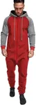 COOFANDY Mens One Piece Zipper Front Rompers Long Jumpsuit Thin Overall with Pockets (Wine Red/Grey XL)