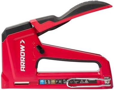 Arrow T50RED2 Heavy Duty Manual 2-in-1 Staple Gun and Brad Nailer for Upholstery, Framing, Insulation, Crafts, and Furniture, Red