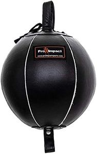 Pro Impact Genuine Leather Double End Boxing Punching Bag - Speed Striking & Dodge Training Ball - Includes Cords & Hooks for Gym Workout MMA Muay Thai (7 Inch)