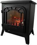 Marco Paul Interiors Traditional Electric Fireplace Flame Effect Fire Heater - Metal Freestanding Fire Place Vintage Portable Room Heater Bronze Log Burner Decorative for Home, Heating (Black, 1850W)