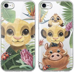 nurkorki [2 Piezas Lion Funda para iPhone 8 iPhone 7 iPhone SE 2022/2020 4,7",Dibujos Anime Transparente Suave TPU Silicona Carcasa Antichoque Protectora Case Compatible con iPhone 8/7